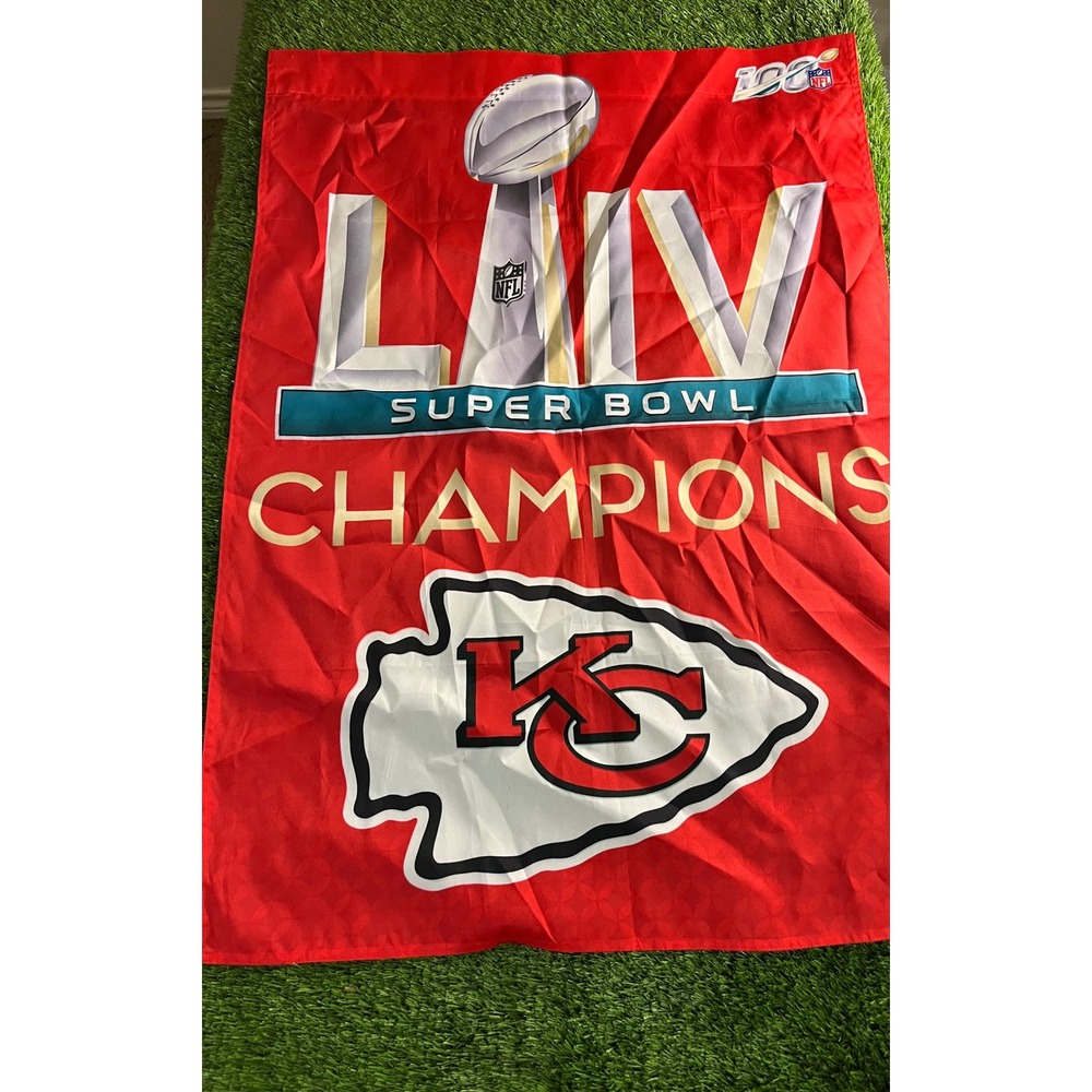 Kansas City Chiefs Super Bowl LIV Champions Flag Red NFL 100th Anniversary